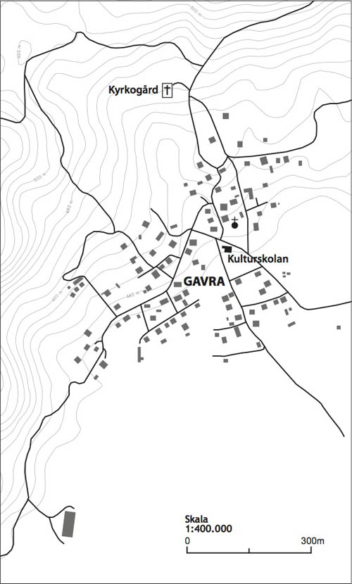 Karta över byn Gavra